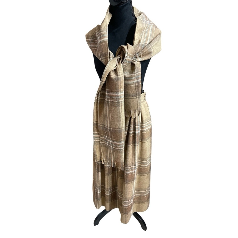Vintage Pendleton Virgin Wool Plaid Long Skirt Matching Scarf USA Set Medium